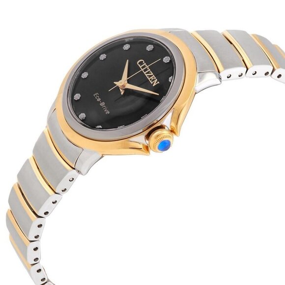 NWT Authentic Citizen Ceci Diamond Black Dial Two-Tone Women's Watch - Picture 2 of 3